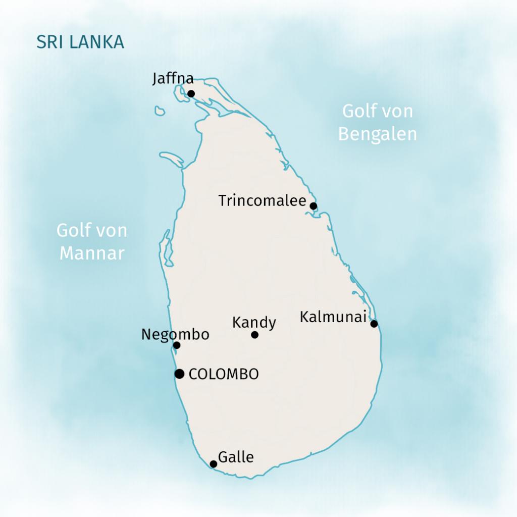 Karte von Sri Lanka im Indischen Ozean